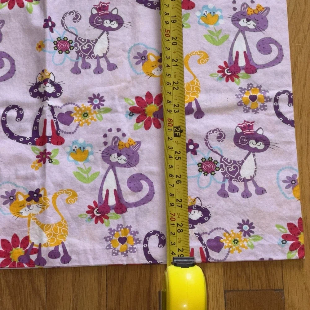 Handmade Cat Pillowcase Purple Floral Cute Kids Bedding Cartoon Soft Gift